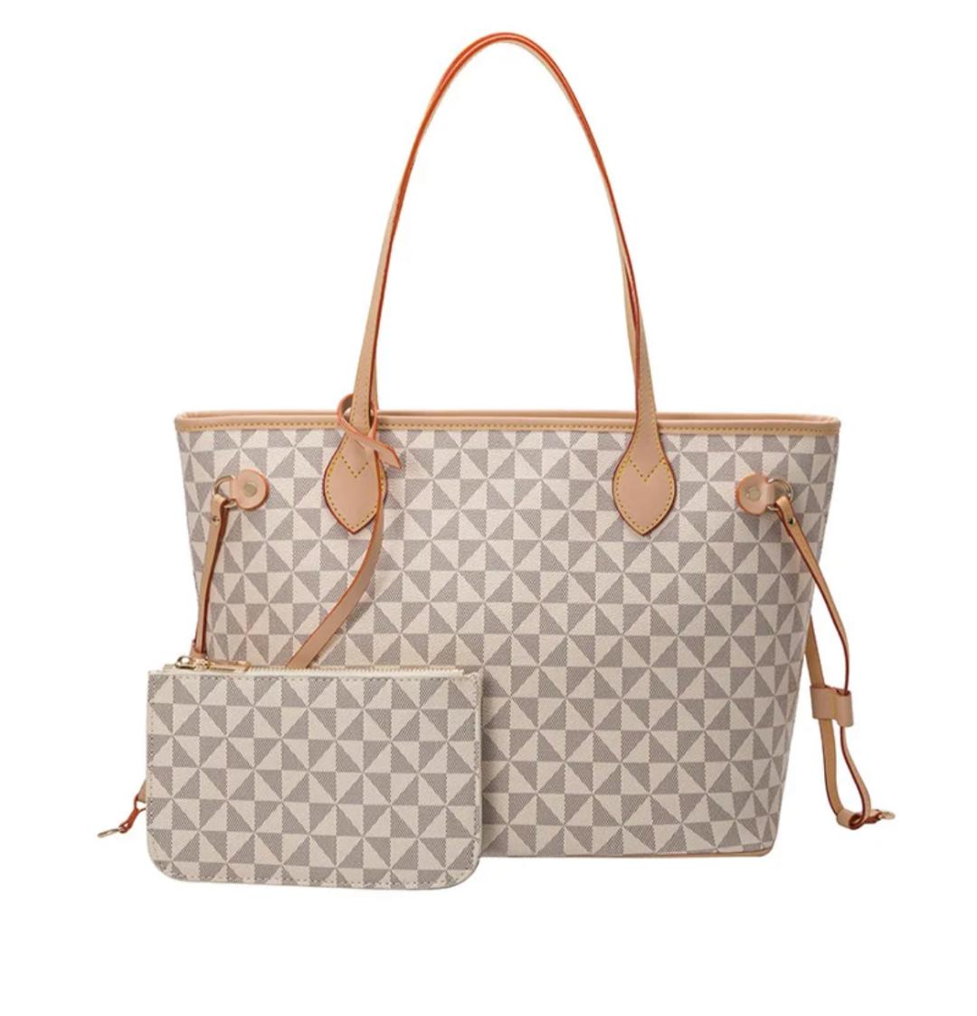 HB010- Designer Handbag with Wallet (White)